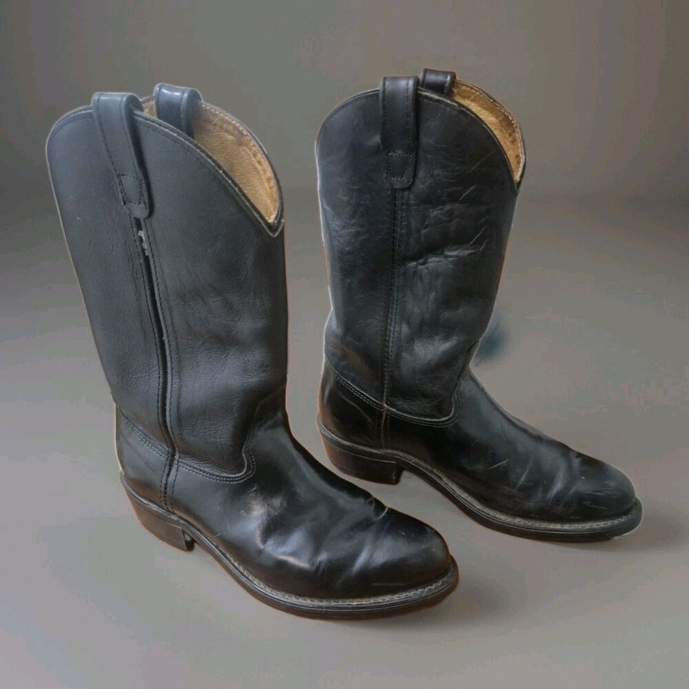 DOUBLE-H 4620 Men's Leather Work Western Cowboy Boot Black  Size 9.52E USA